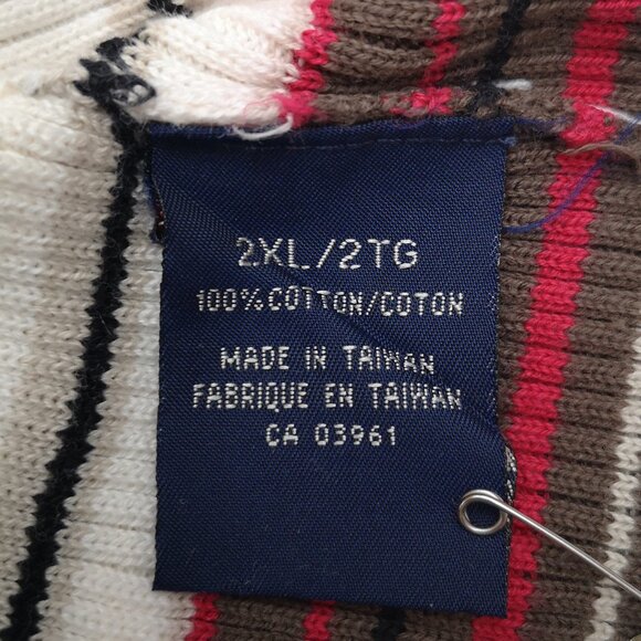 Denver Hayes Ladies Size 2XL Cream Tan Red Brown & Black Striped Sweater - Picture 5 of 9